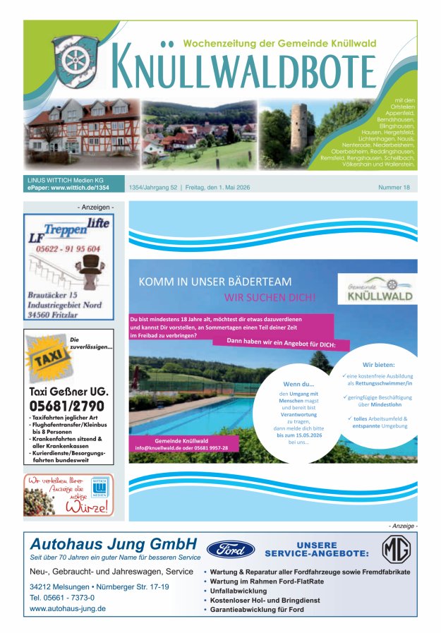Knüllwaldbote Titelblatt 18/2026
