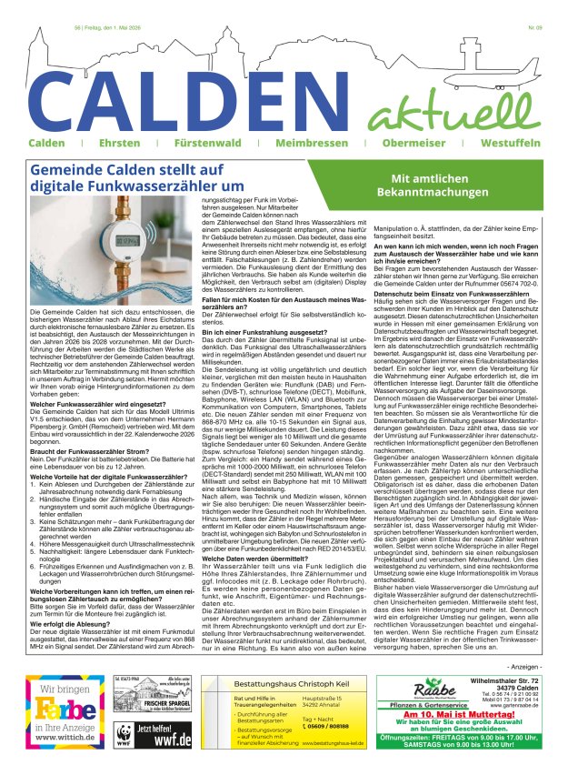 Calden aktuell Titelblatt 09/2026