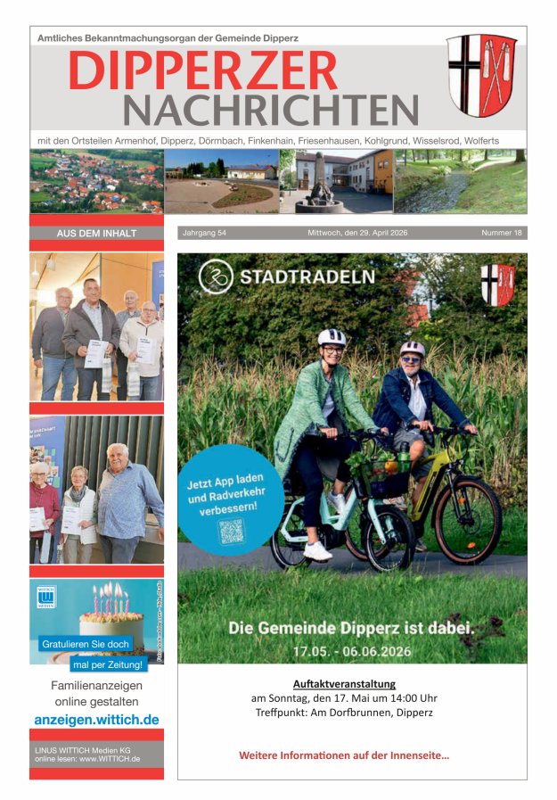 Dipperzer Nachrichten Titelblatt 18/2026