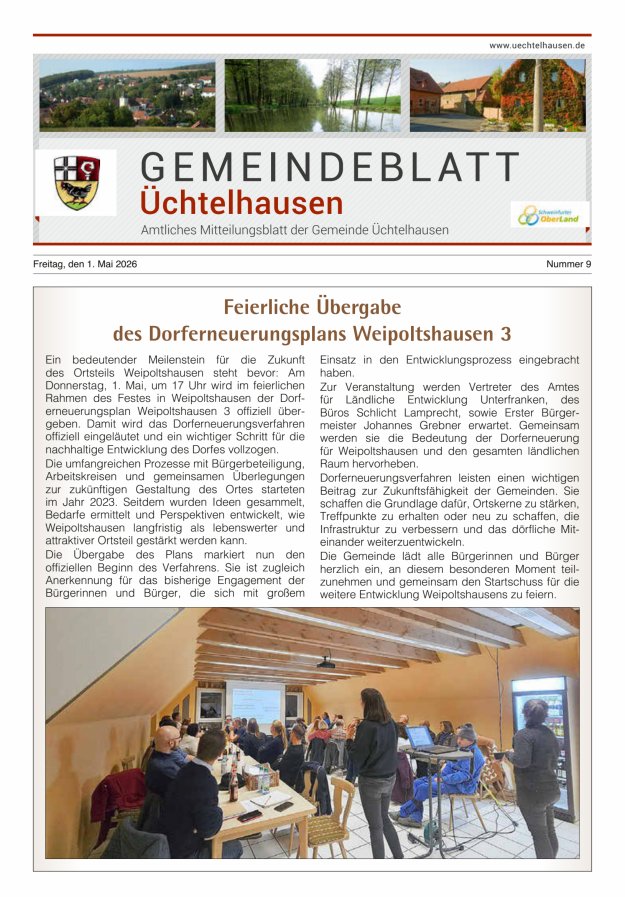 Gemeindeblatt Üchtelhausen Titelblatt 09/2026