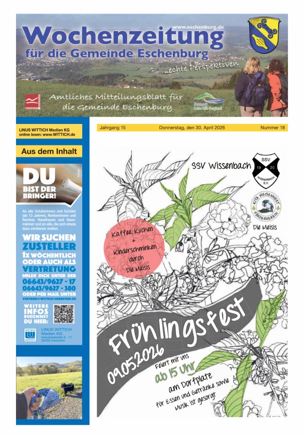 Wochenzeitung für die Gemeinde Eschenburg Titelblatt 18/2026