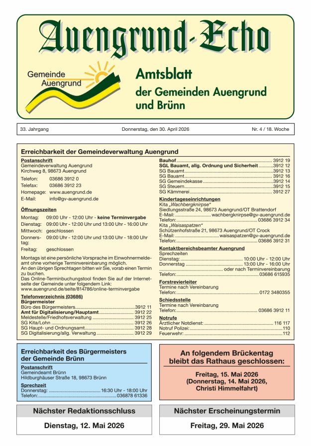 Auengrund-Echo Titelblatt 04/2026