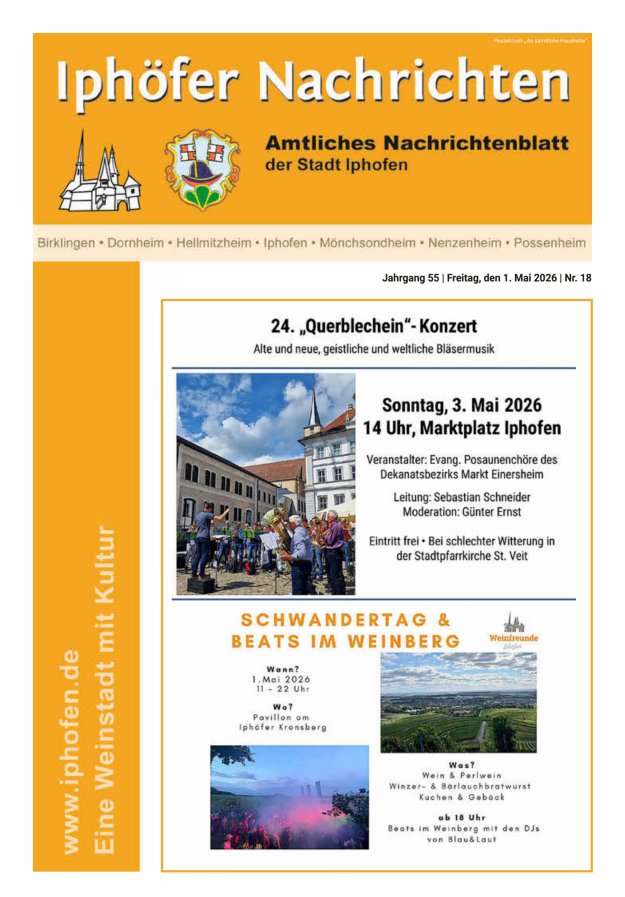Iphöfer Nachrichten Titelblatt 18/2026