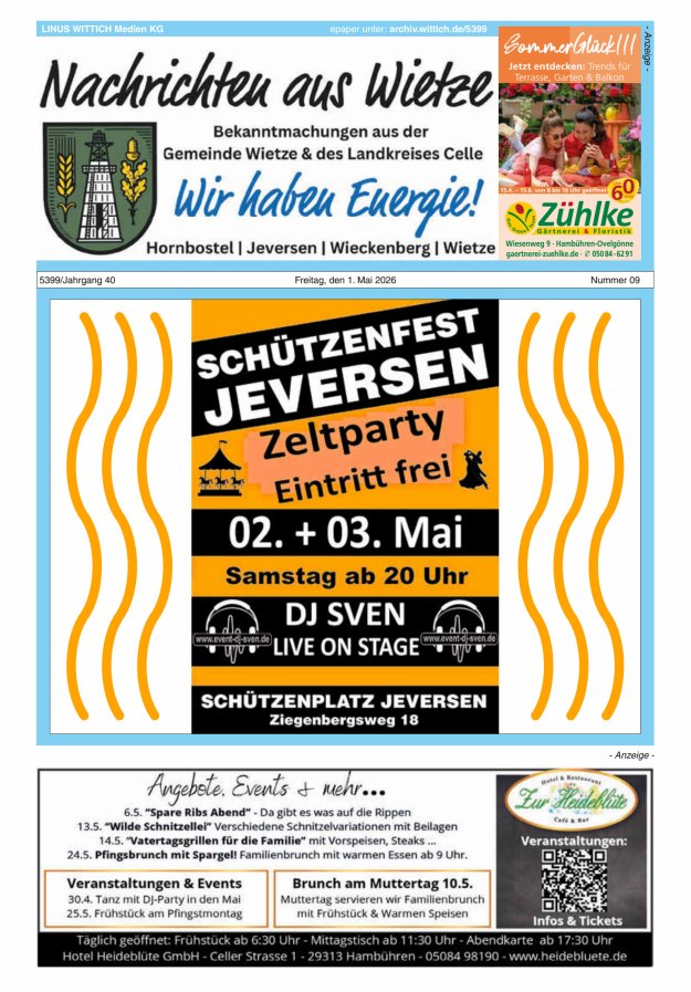 Nachrichten aus Wietze Titelblatt 09/2026