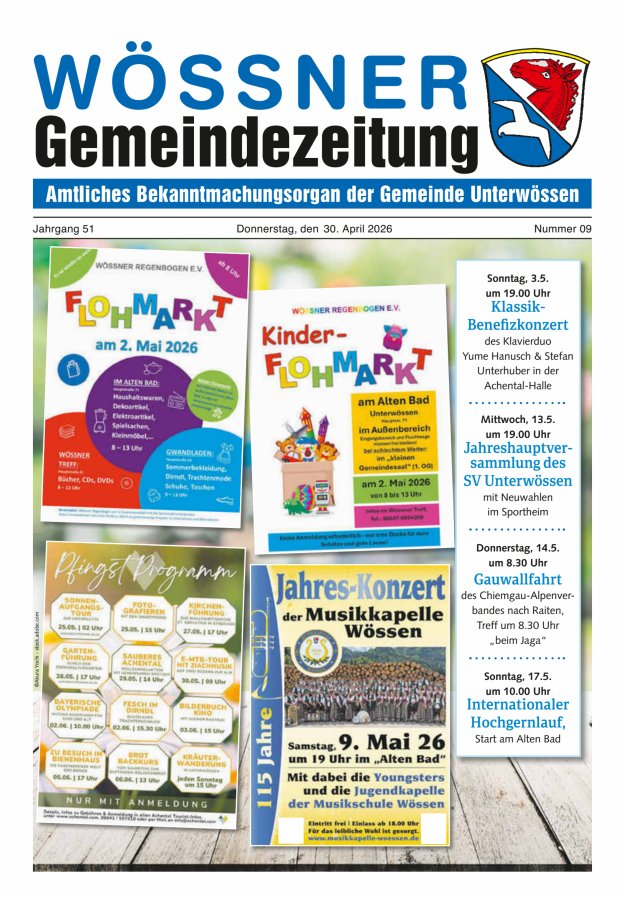 Wössner Gemeindezeitung Amtliches Bekanntmachungsorgan der Gemeinde Unterwössen Titelblatt 09/2026