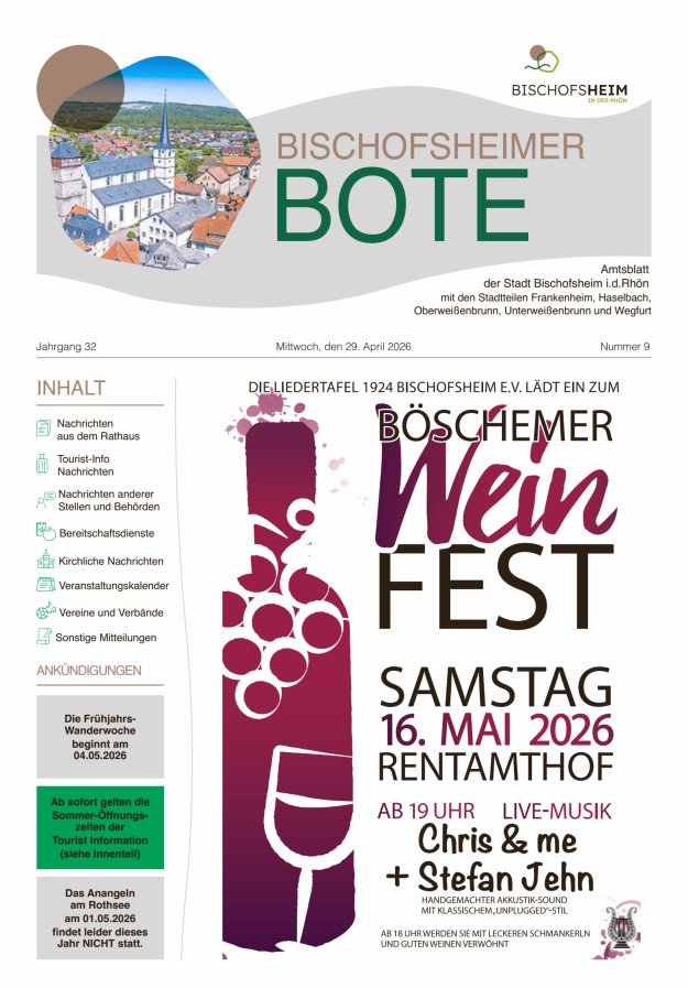 Bischofsheimer Bote Titelblatt 09/2026