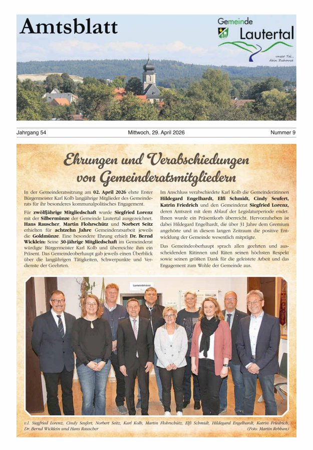Amtsblatt der Gemeinde Lautertal Titelblatt 09/2026