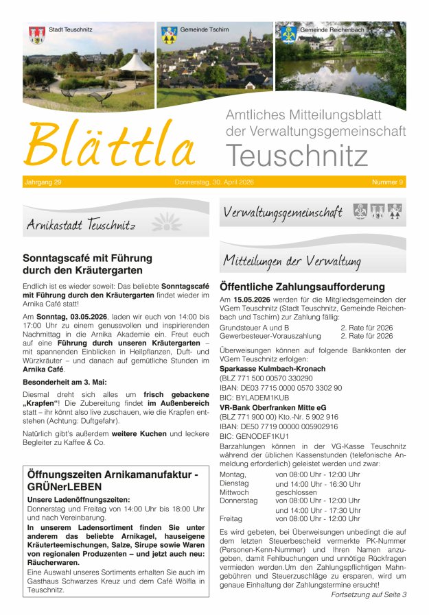 VG-Nachrichten Teuschnitz Titelblatt 09/2026