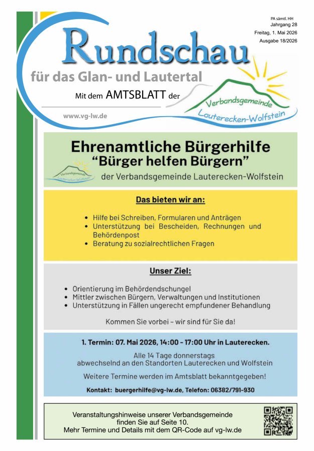 Rundschau für das Glan- und Lautertal Titelblatt 18/2026