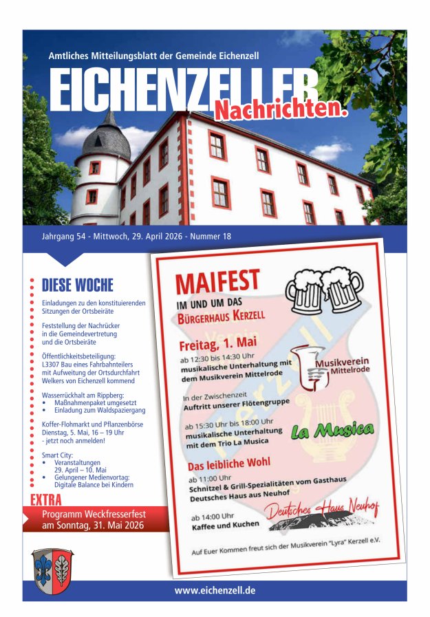 Amtliches Mitteilungsblatt der Gemeinde Eichenzell Titelblatt 18/2026