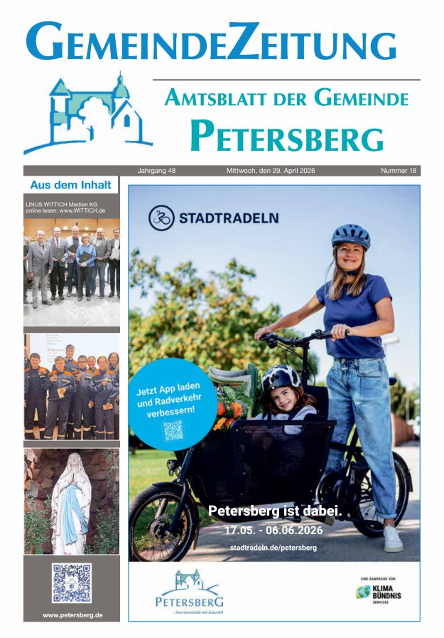 Amtsblatt Blickpunkt Petersberg Titelblatt 18/2026