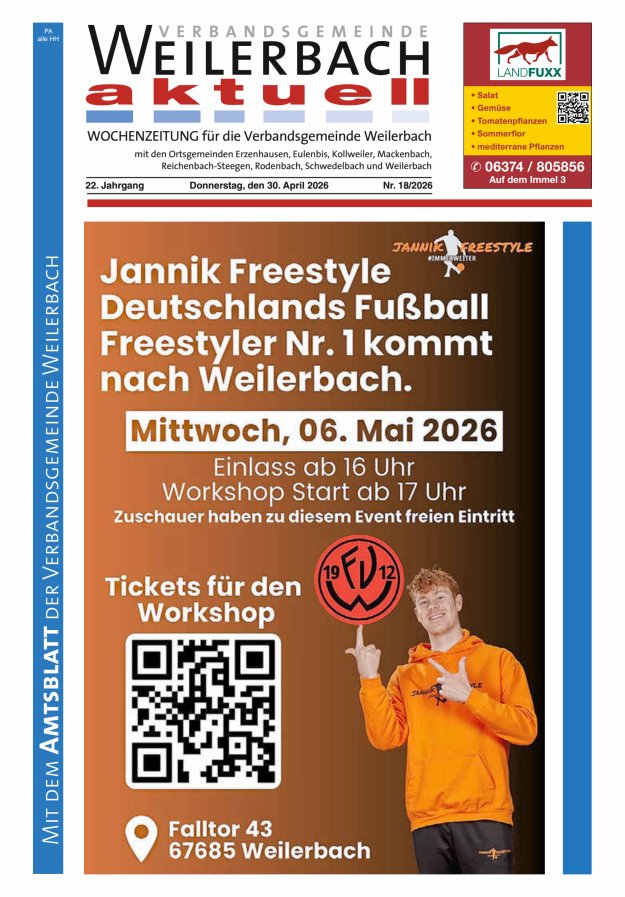 Verbandsgemeinde Weilerbach aktuell Titelblatt 18/2026