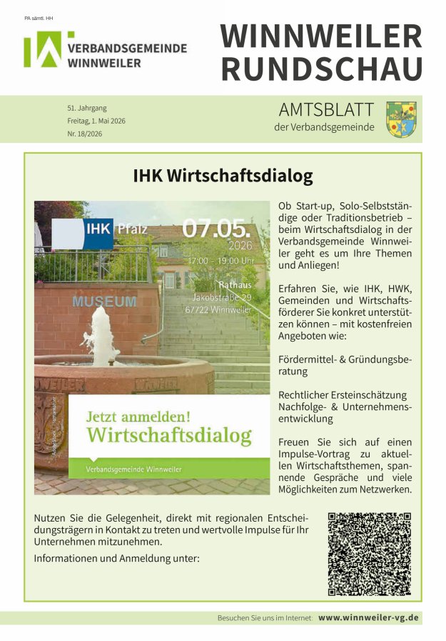 Winnweiler Rundschau Titelblatt 18/2026