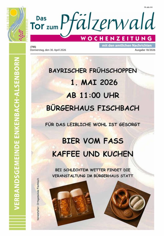 Das Tor zum Pfälzer Wald - VG Enkenbach-Alsenborn Titelblatt 18/2026