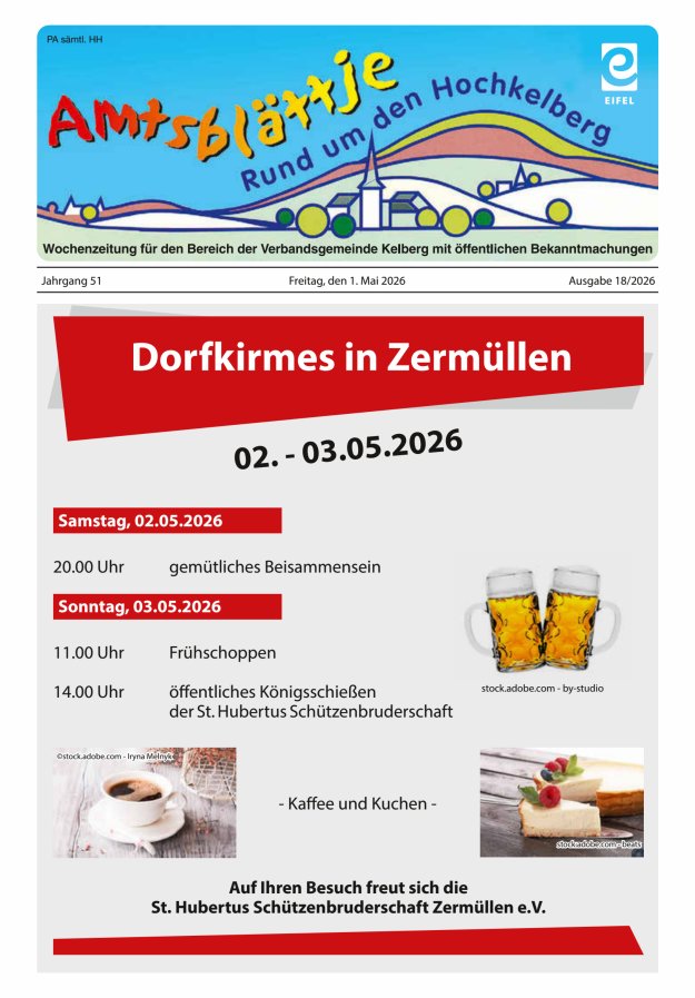 Amtsblättje - Rund um den Hochkelberg Titelblatt 18/2026