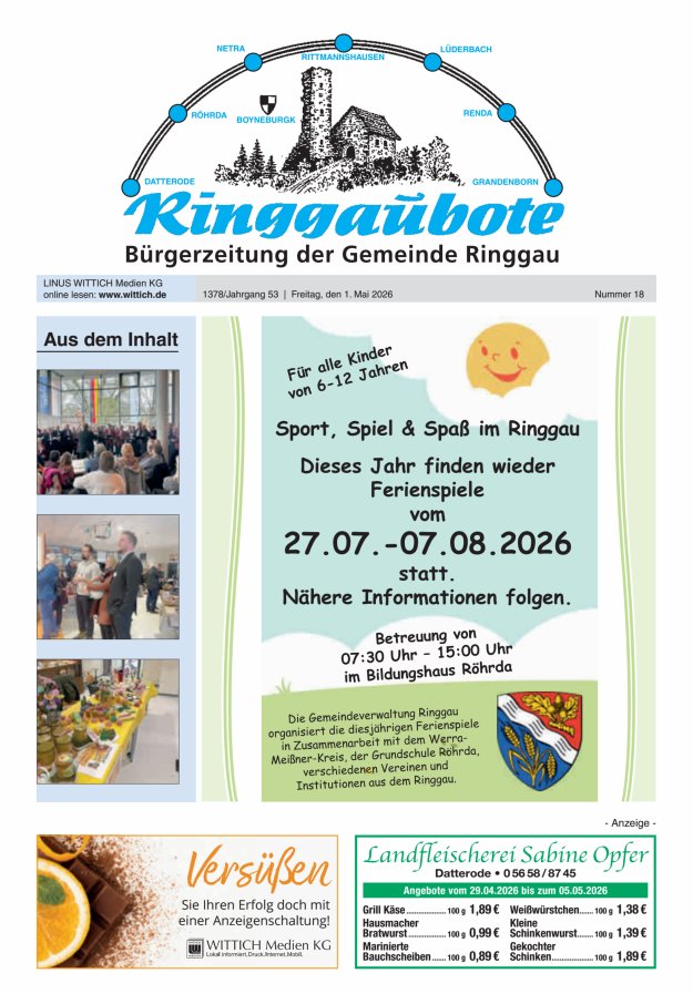 Ringgaubote Titelblatt 18/2026
