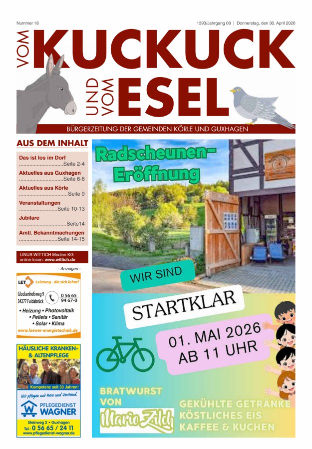 Vom Kuckuck und Esel (Guxhagen-Körle) Titelblatt 18/2026