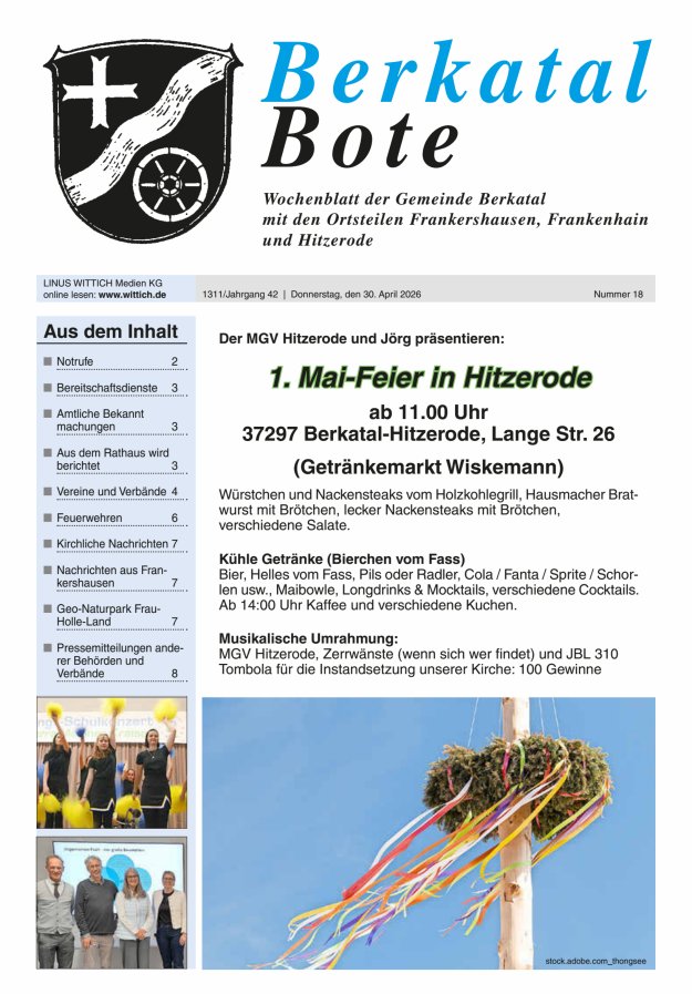 Berkatal Bote Titelblatt 18/2026