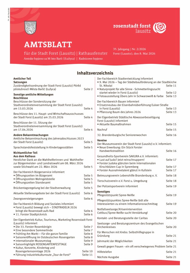 Amtsblatt für die Stadt Forst (Lausitz) Titelblatt 02/2026
