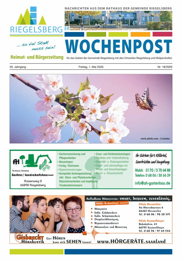 Riegelsberger Wochenpost Titelblatt 18/2026