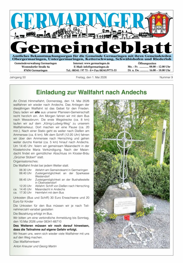 Germaringer Gemeindeblatt Titelblatt 09/2026