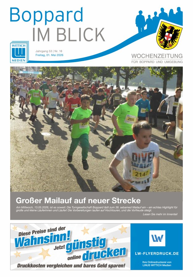 Boppard im Blick - Heimatzeitung für die Stadt Boppard Titelblatt 18/2026