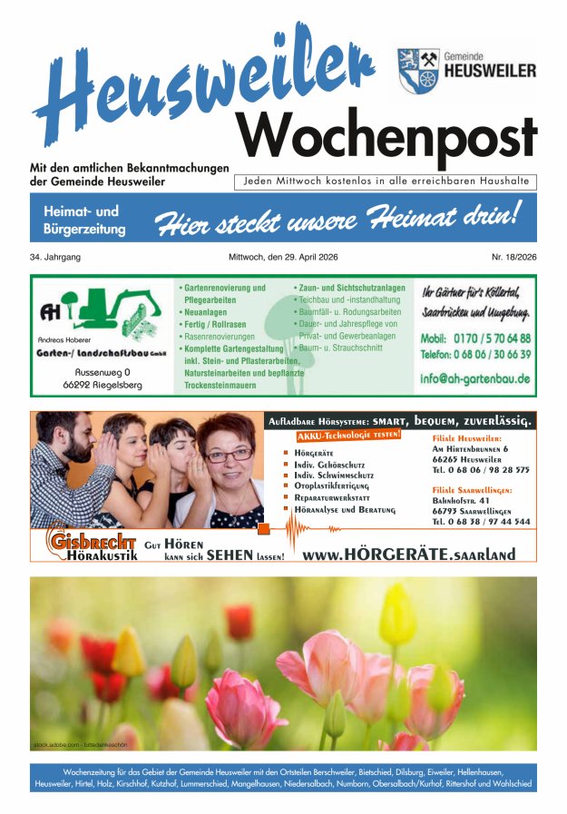 Heusweiler Wochenpost Titelblatt 18/2026