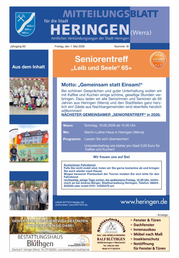 Mitteilungsblatt Heringen Titelblatt 18/2026