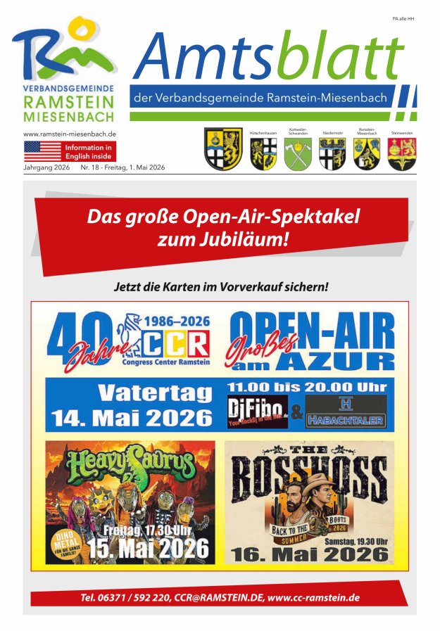 Amtsblatt VG Ramstein-Miesenbach Titelblatt 18/2026