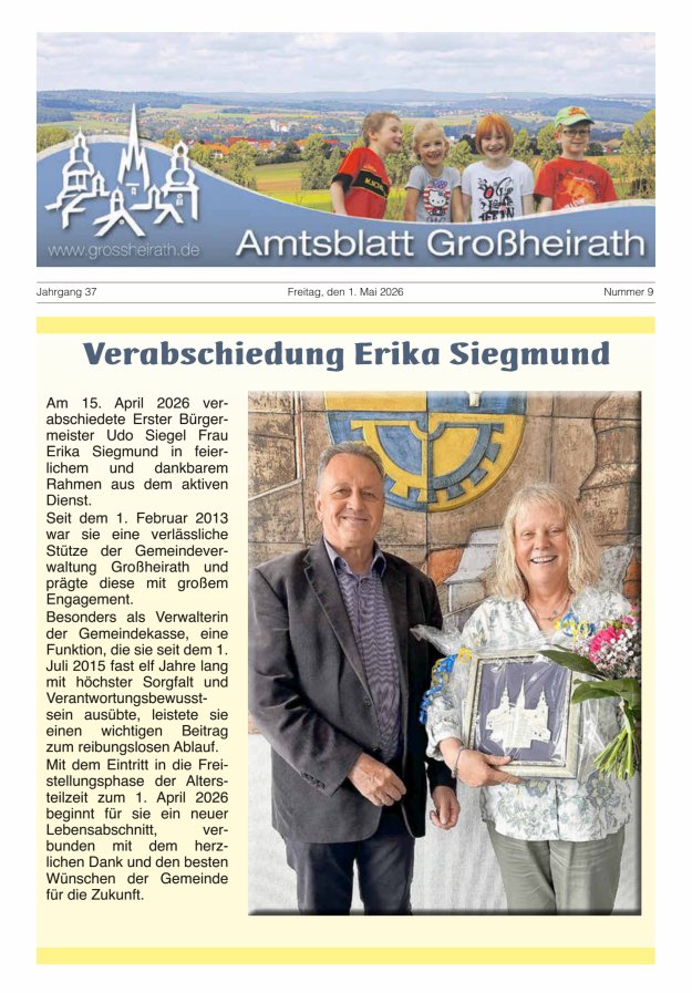Amtsblatt Großheirath Titelblatt 09/2026
