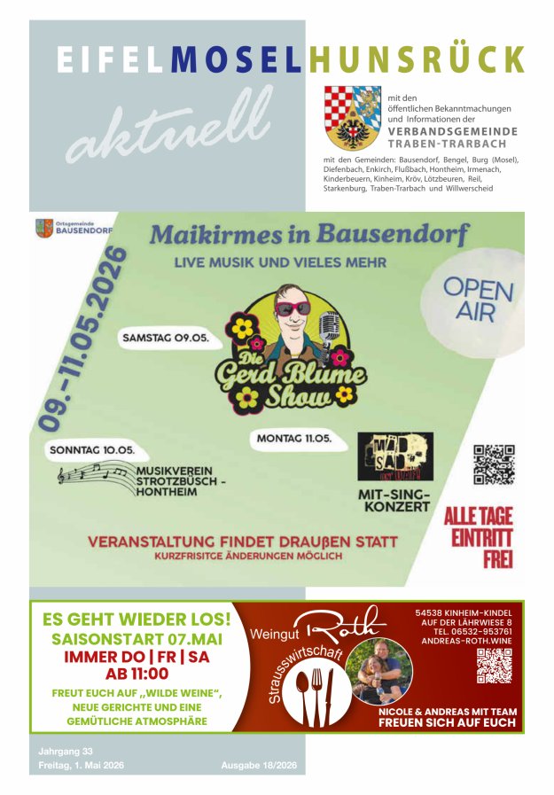 Eifel-Mosel-Hunsrück aktuell VG Traben-Trarbach Titelblatt 18/2026