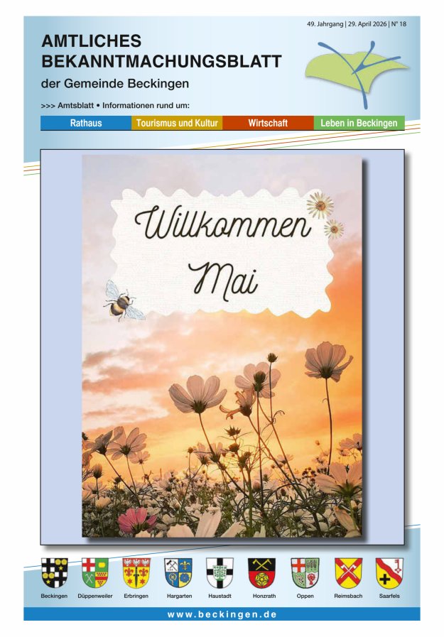 Amtsblatt Beckingen Titelblatt 18/2026