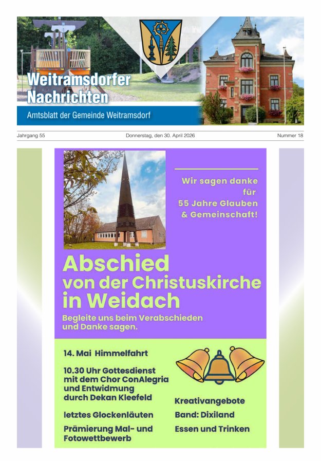Weitramsdorfer Nachrichten Titelblatt 18/2026