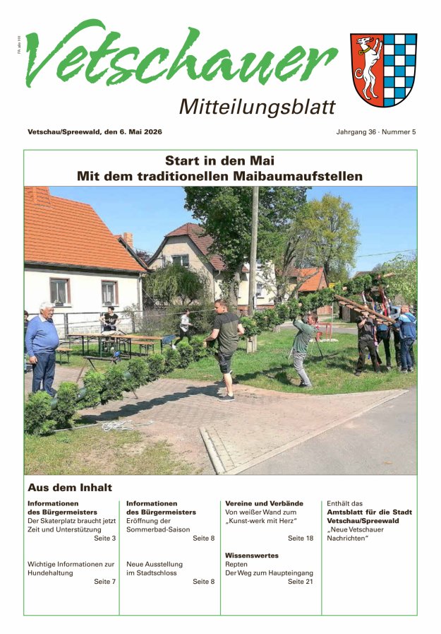 Vetschauer Mitteilungsblatt - Neue Vetschauer Nachrichten (Amtsblatt) Titelblatt 05/2026
