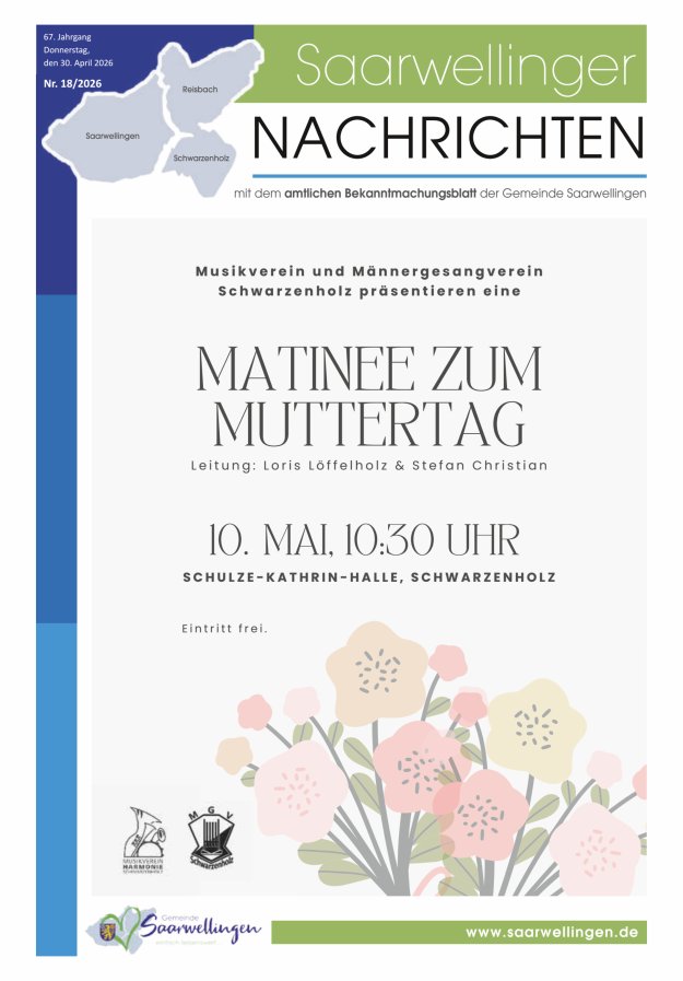 Saarwellinger Nachrichten Titelblatt 18/2026