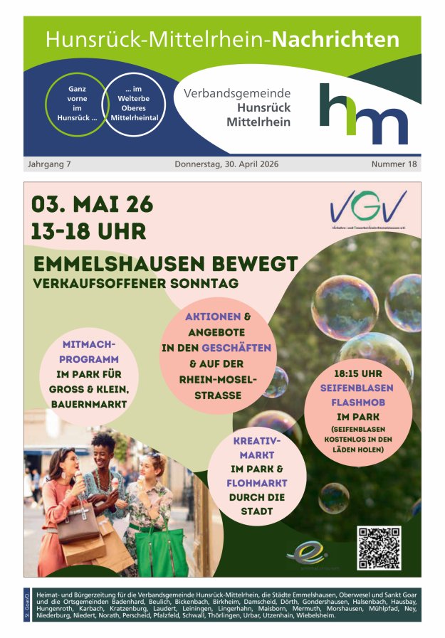 Hunsrück-Mittelrhein Nachrichten Ausgabe St Goar Oberwesel Titelblatt 17/2026