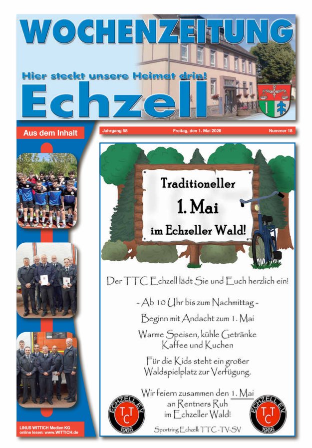 Wochenzeitung für die Gemeinde Echzell Titelblatt 18/2026