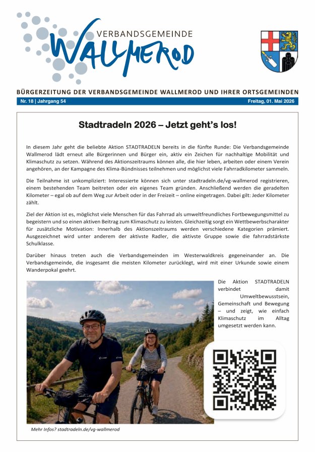 Wir über uns - Verbandsgemeinde Wallmerod Titelblatt 18/2026