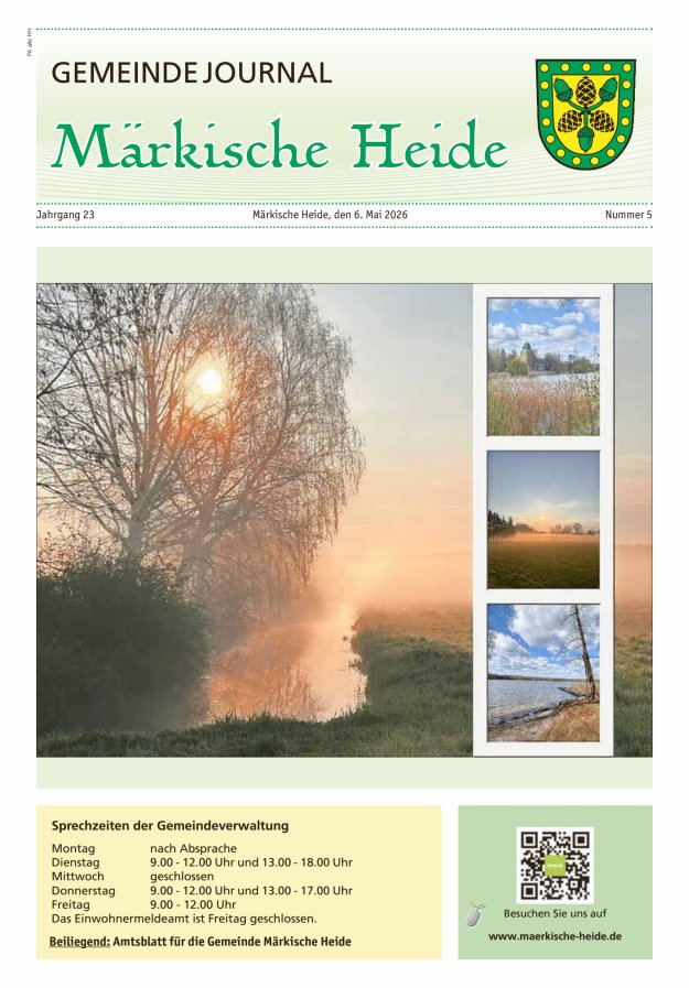 Gemeindejournal Märkische Heide – Amtsblatt für die Gemeinde Märkische Heide Titelblatt 05/2026