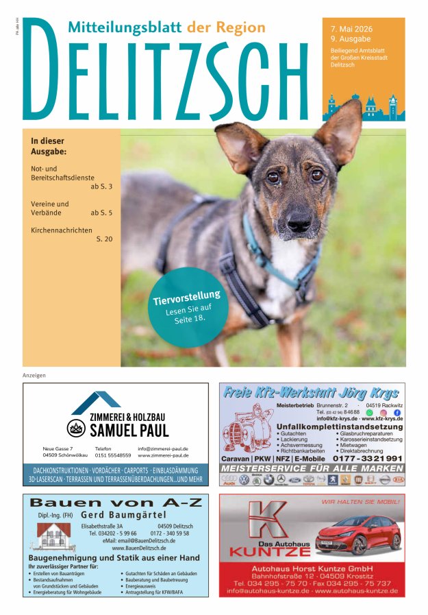 Mitteilungsblatt der Region Delitzsch Titelblatt 09/2026