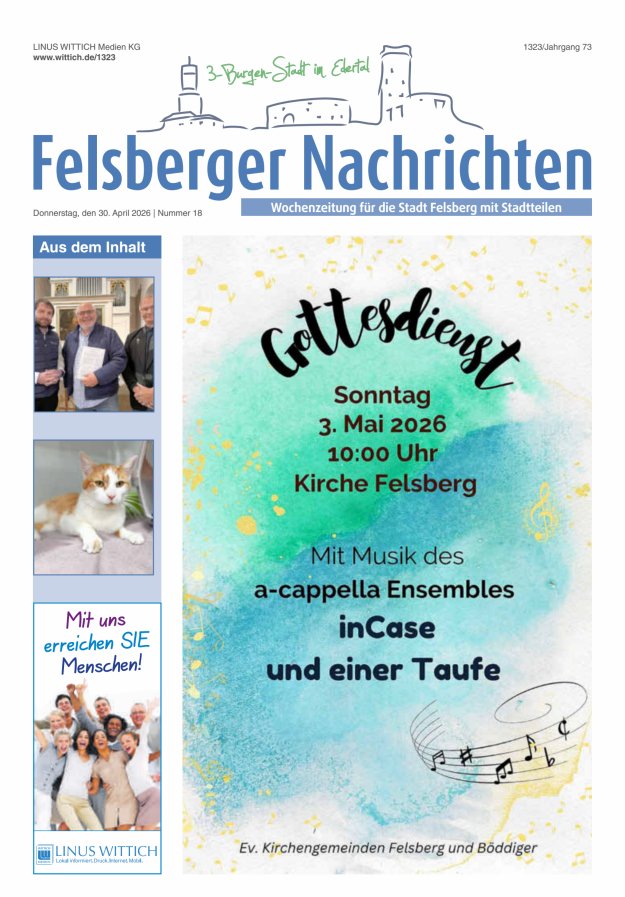 Felsberger Nachrichten Titelblatt 18/2026