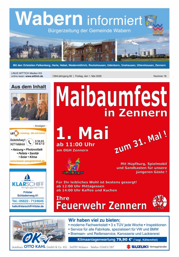 Wabern informiert Titelblatt 18/2026