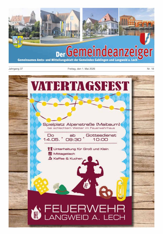 Der Gemeindeanzeiger - Gablingen Langweid Titelblatt 18/2026