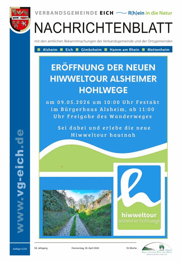 Nachrichtenblatt der VG Eich Titelblatt 18/2026