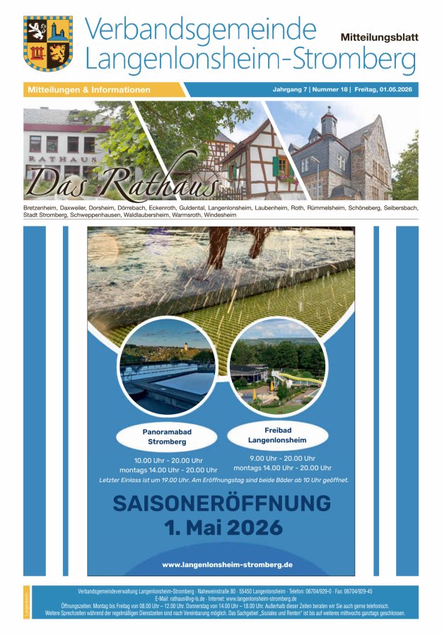 Das Rathaus - MTB d VG Langenlonsheim-Stromberg Titelblatt 18/2026