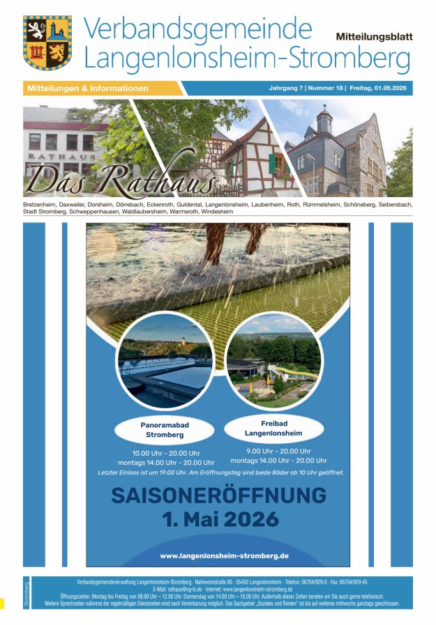 Das Rathaus - MTB d VG Langenlonsheim-Stromberg  Titelblatt 17/2026