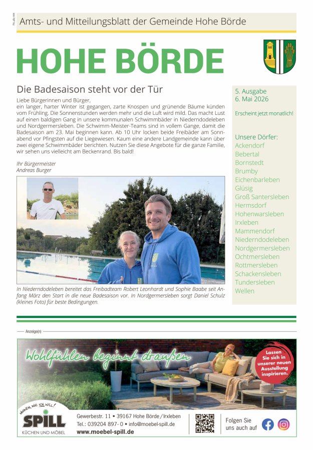 Amts- und Mitteilungsblatt der Gemeinde Hohe Börde Titelblatt 05/2026