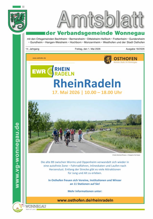 Amtsblatt VG Wonnegau Titelblatt 18/2026