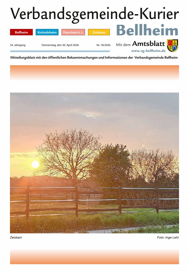Verbandsgemeinde-Kurier Bellheim Titelblatt 18/2026