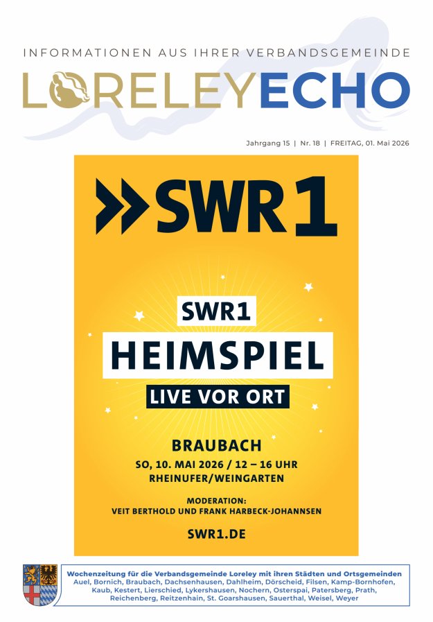 Loreley-Echo - Mitteilungsblatt der Verbandsgemeinde Loreley Titelblatt 18/2026